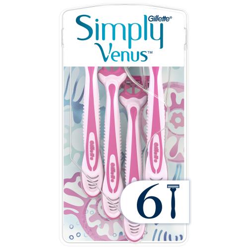 Gillette Simply Venus Disposable Razors Γυναικεία Ξυραφάκια με 3 Λεπίδες για Μεταξένιο Αποτέλεσμα 6 Τεμάχια